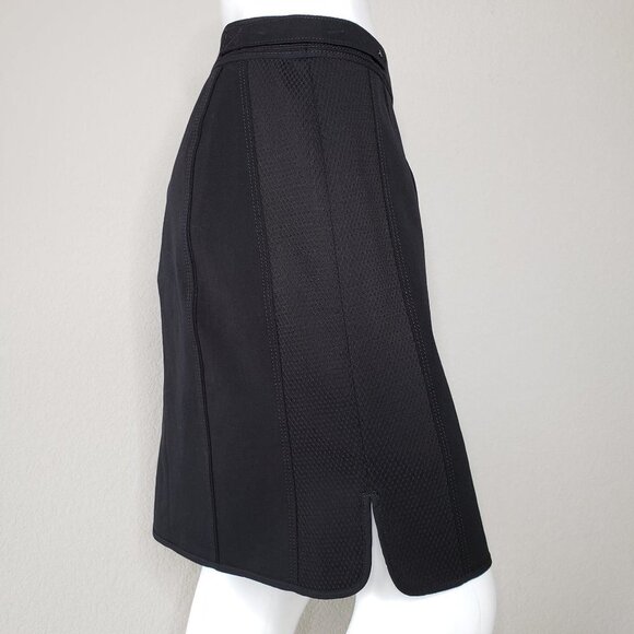 WHBM | Classic Black Mesh Side Panel Cotton Stretch Work Pencil Skirt Women's 6 - Picture 4 of 8